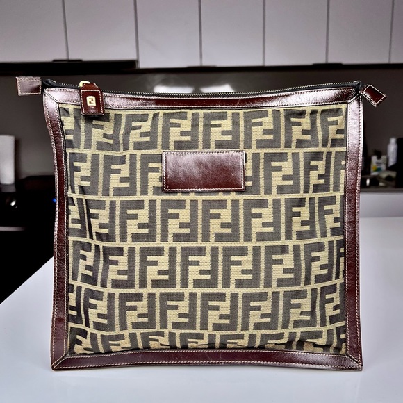 Fendi Zucca Brown Canvas Clutch Bag - Picture 1 of 5